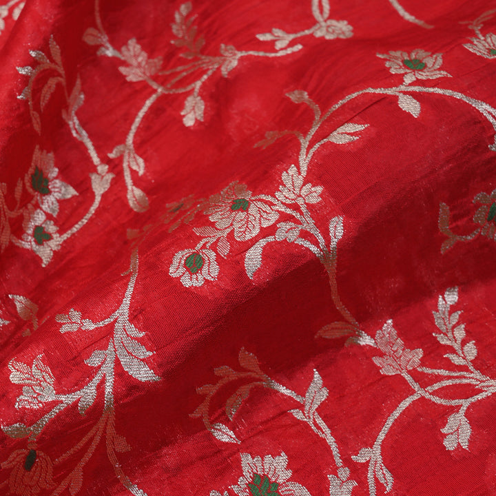 Alizarin Crimson Banarasi Silk Fabric