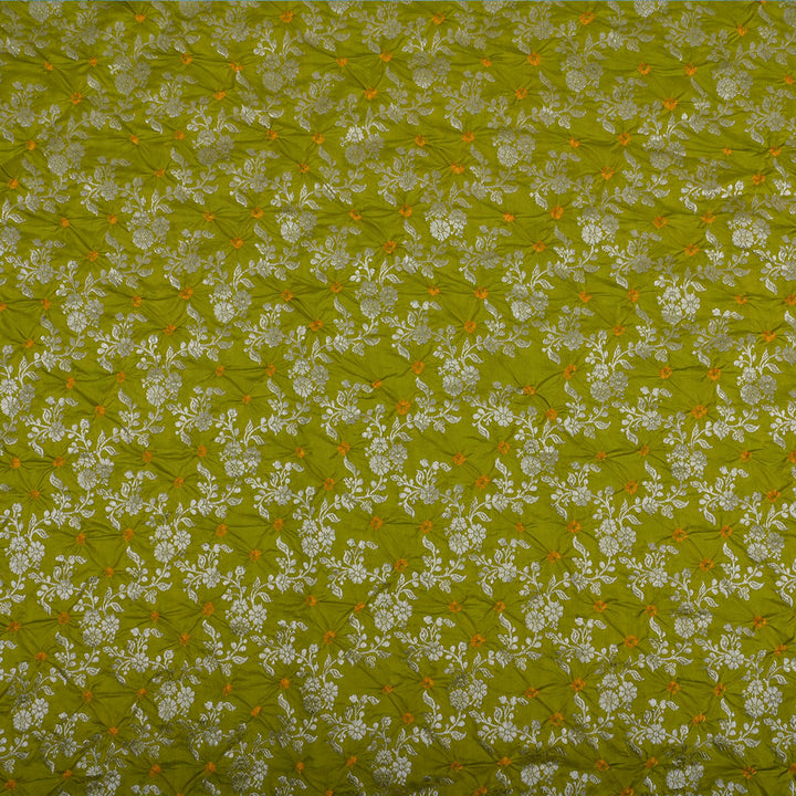 Neon Green Banarasi Silk Fabric With Bandihini Pattern