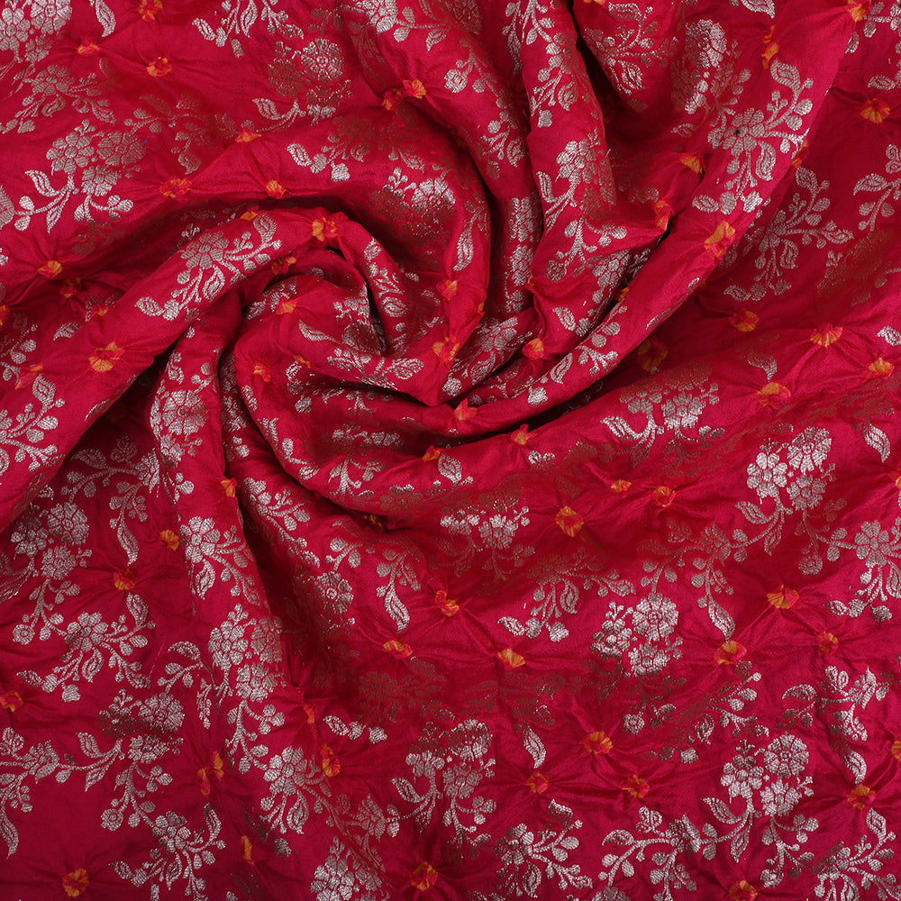 Ajax Red Banarasi Fabric With Bandhani Buttis