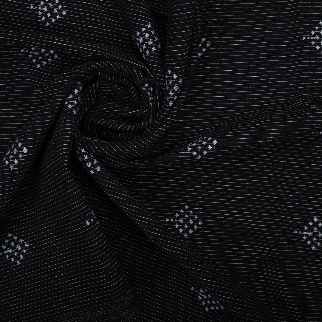 Classic Black Cotton Fabric With Butti Weaving