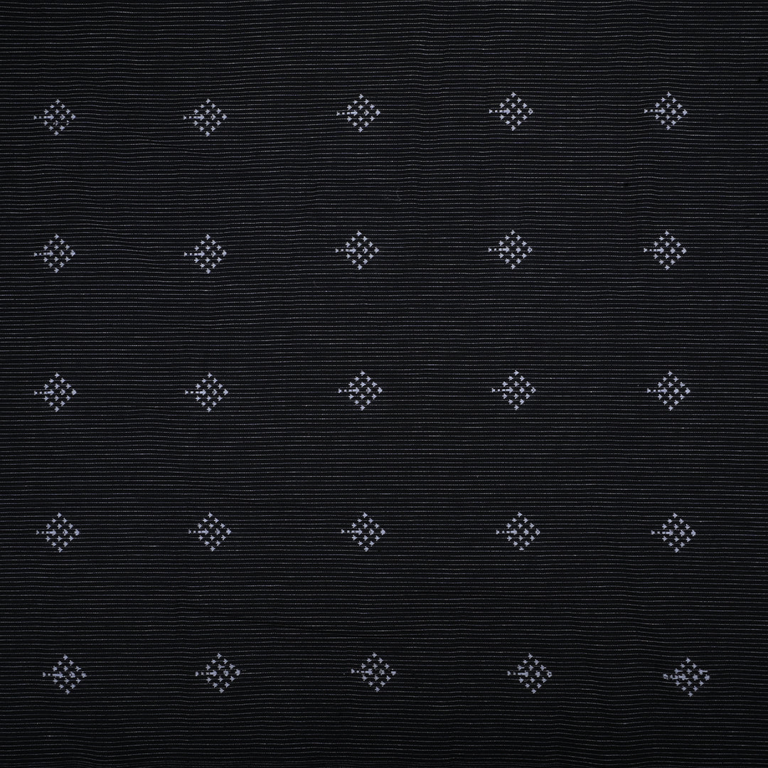 Classic Black Cotton Fabric With Butti Weaving