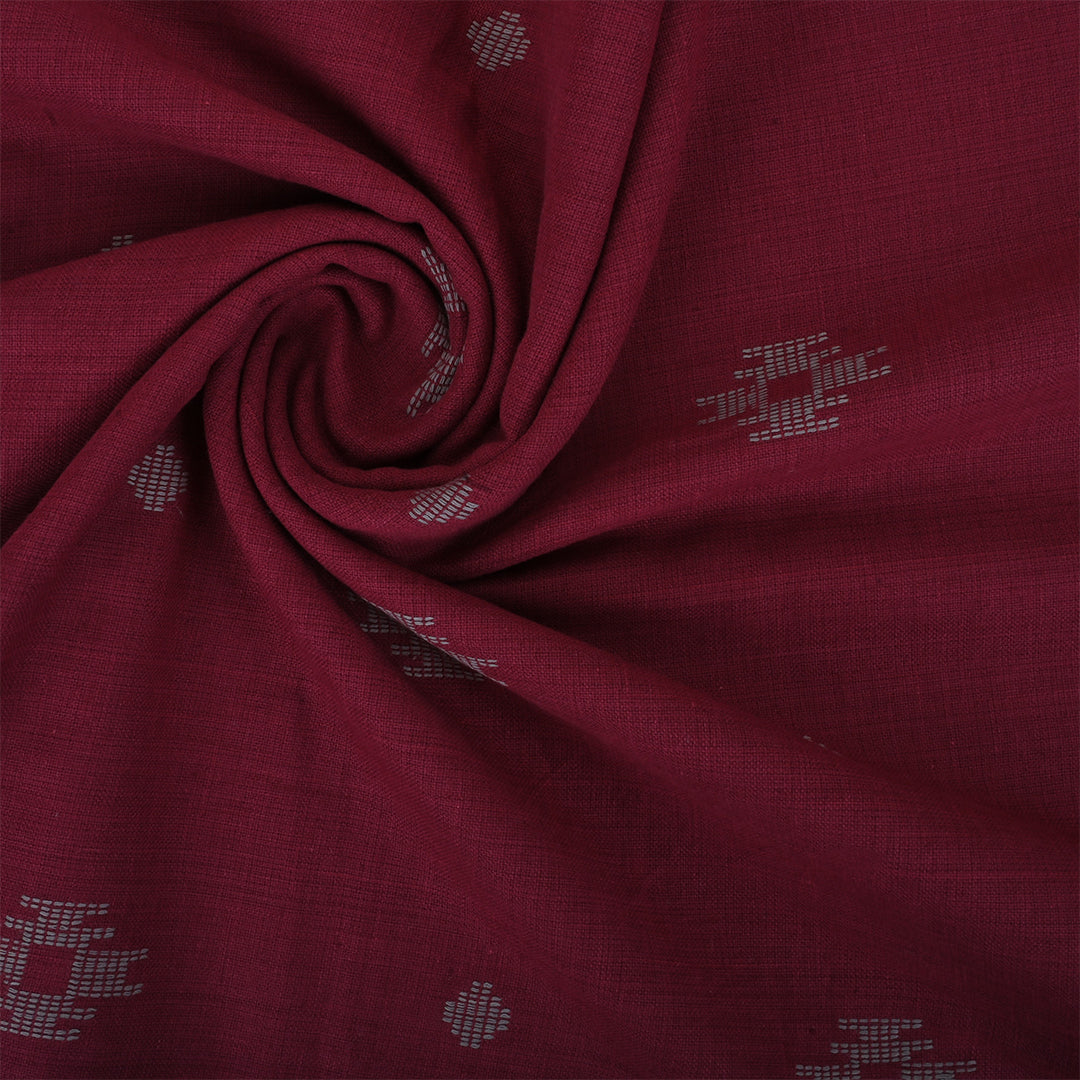 Maroon Butti Traditional Cotton Fabric