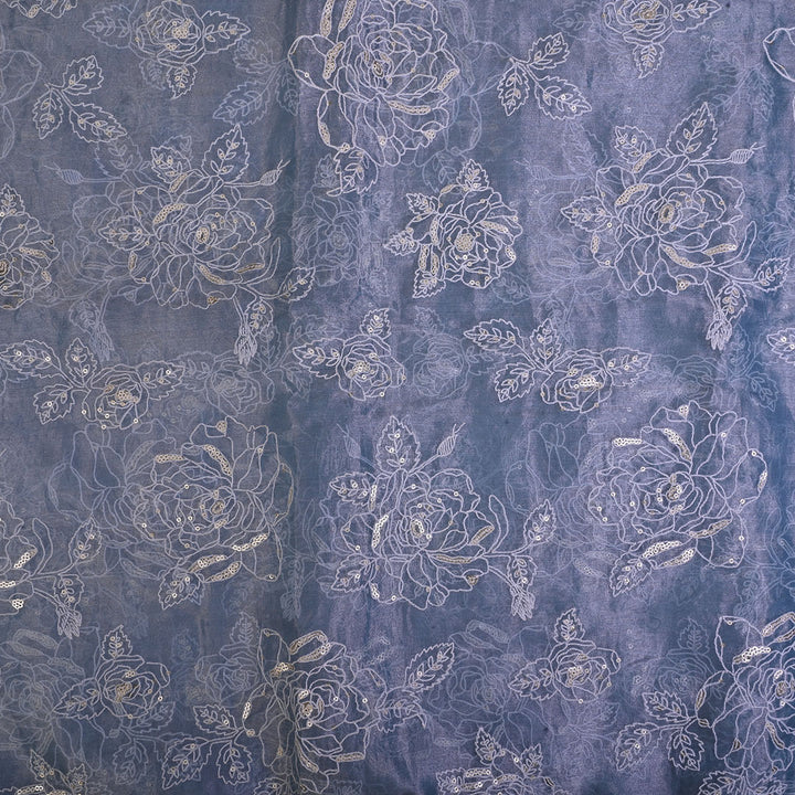 Pale Blue Tissue Thread Embroidery Fabric