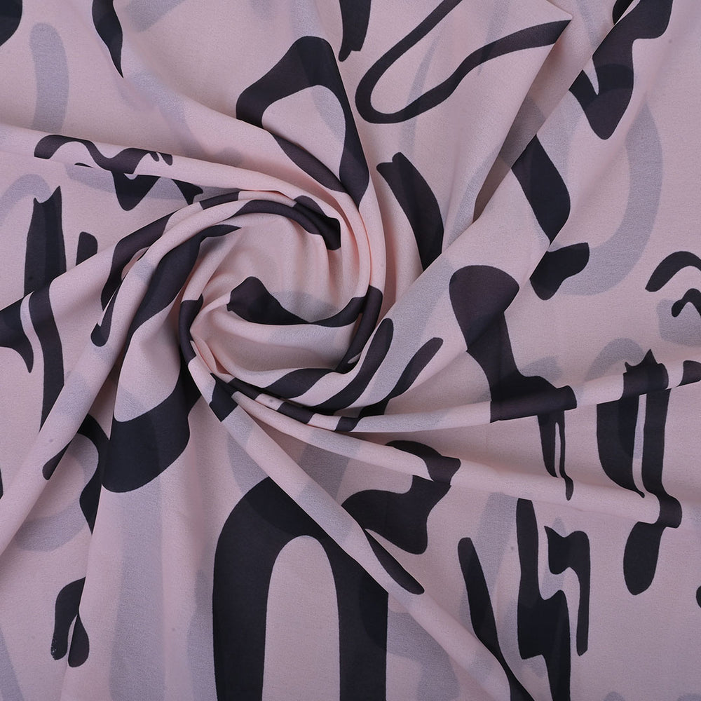 Milk White Printed Georgette Fabric With Abstract Pattern