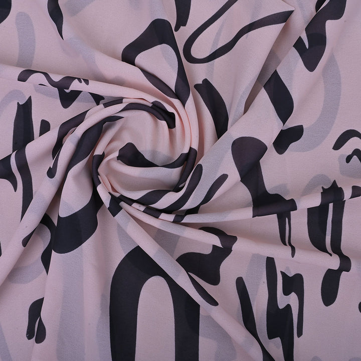 Milk White Printed Georgette Fabric With Abstract Pattern