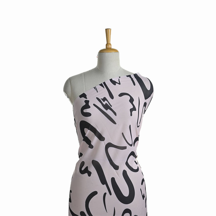 Milk White Printed Georgette Fabric With Abstract Pattern