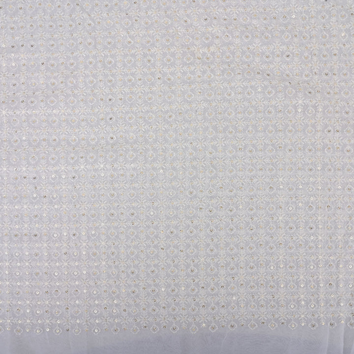 Chalk White Embroidered Georgette Fabric