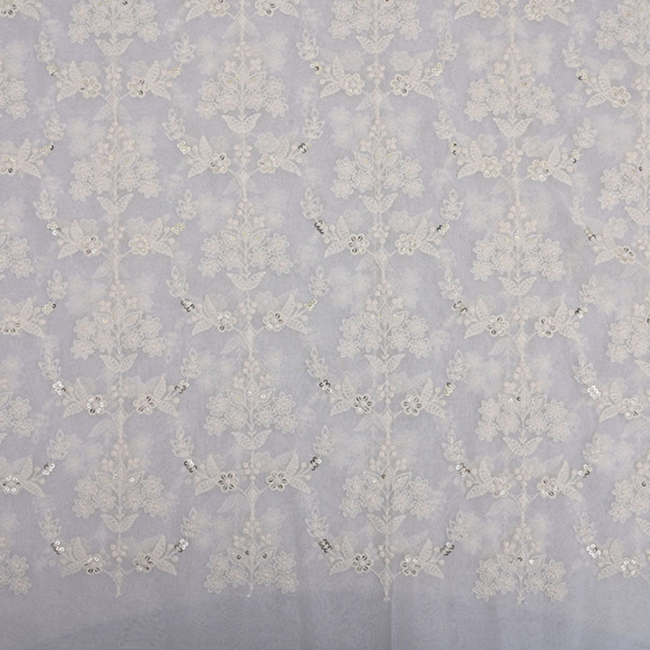 Pure White Embroidered Georgette Fabric