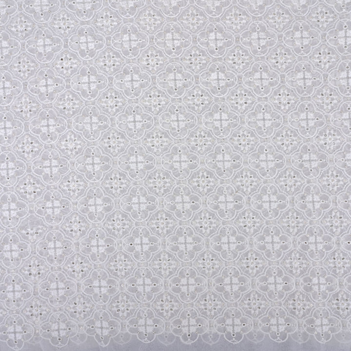 Snow White Embroidered Georgette Fabric