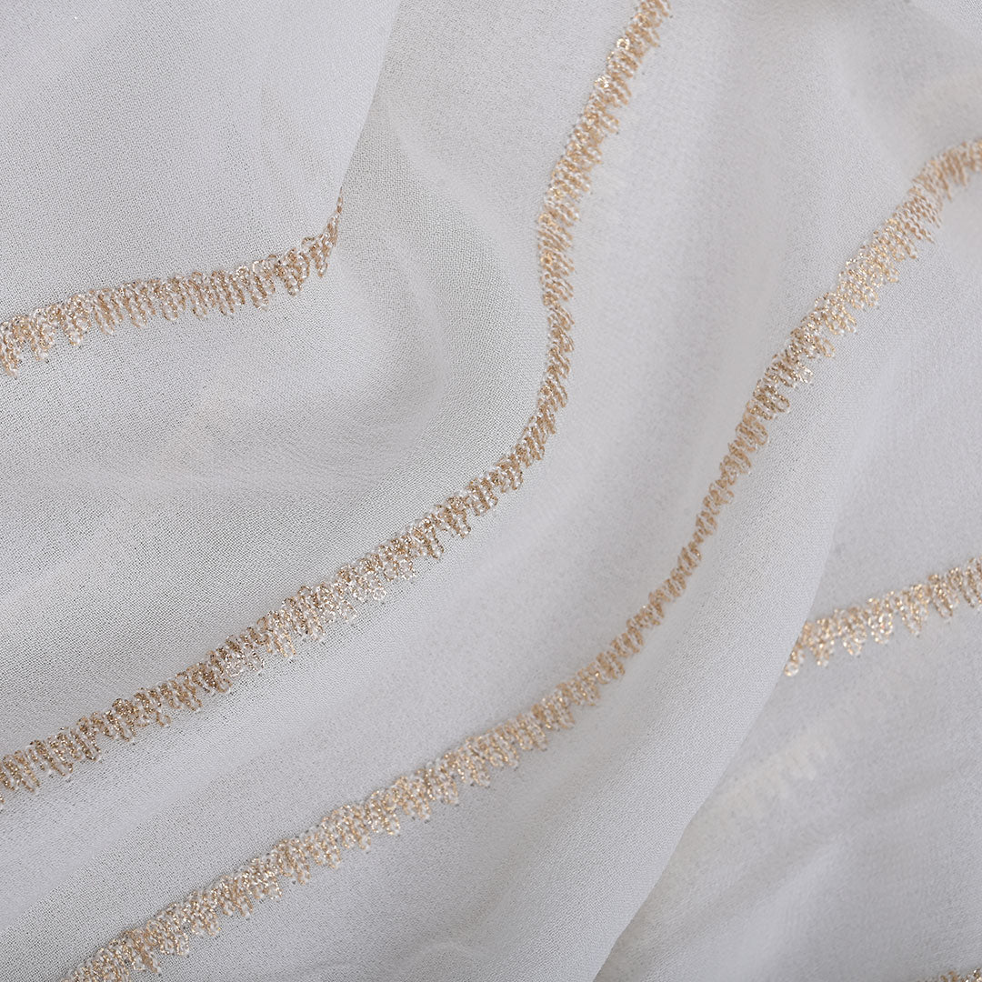 Classic White Embroidered Georgette Fabric