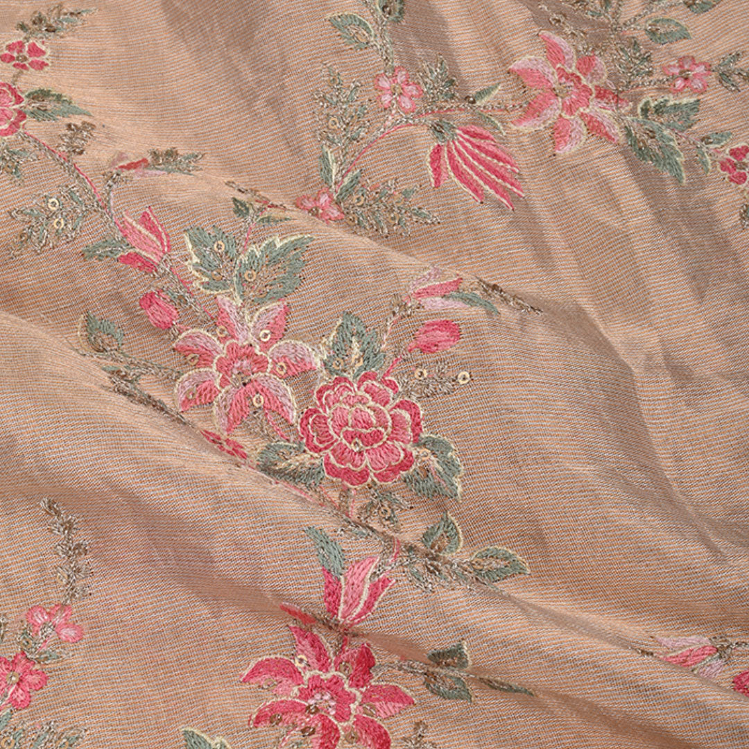 Regal Gold Embroidered Tissue Fabric