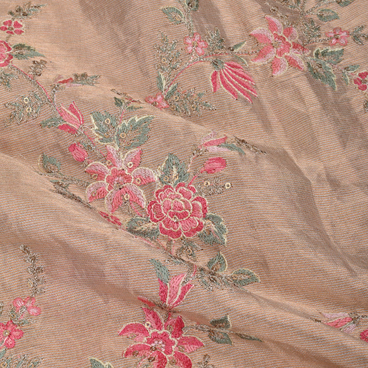 Regal Gold Embroidered Tissue Fabric