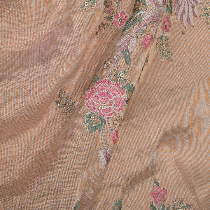 Lustrous Gold Embroidered Tissue Fabric