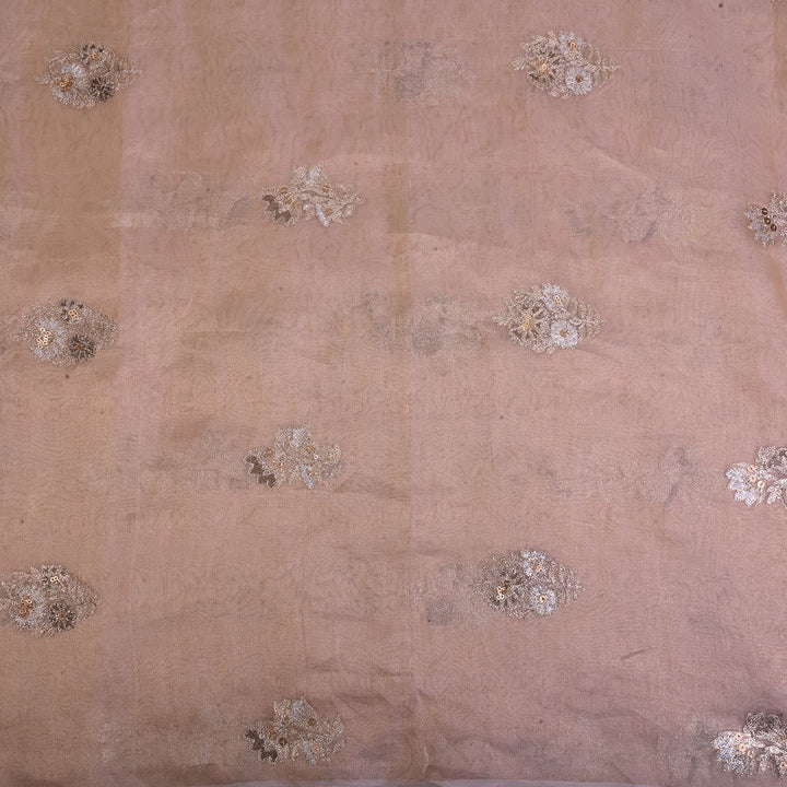 Beige Embroidery Tissue Fabric With Butta Pattern