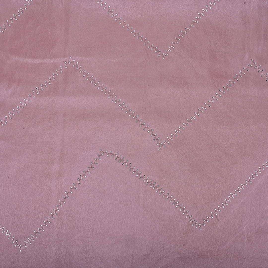 Pastel Purple Embroidery Tissue Silk Fabric With Geometrical Pattern