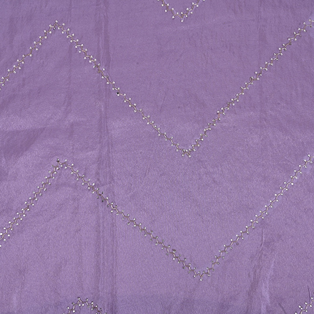 Thistle Purple Embroidery Tissue Silk Fabric With Geometrical Pattern