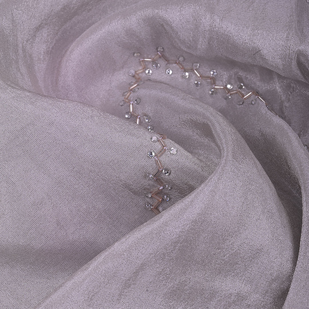 Silver Gray Embroidery Tissue Silk Fabric