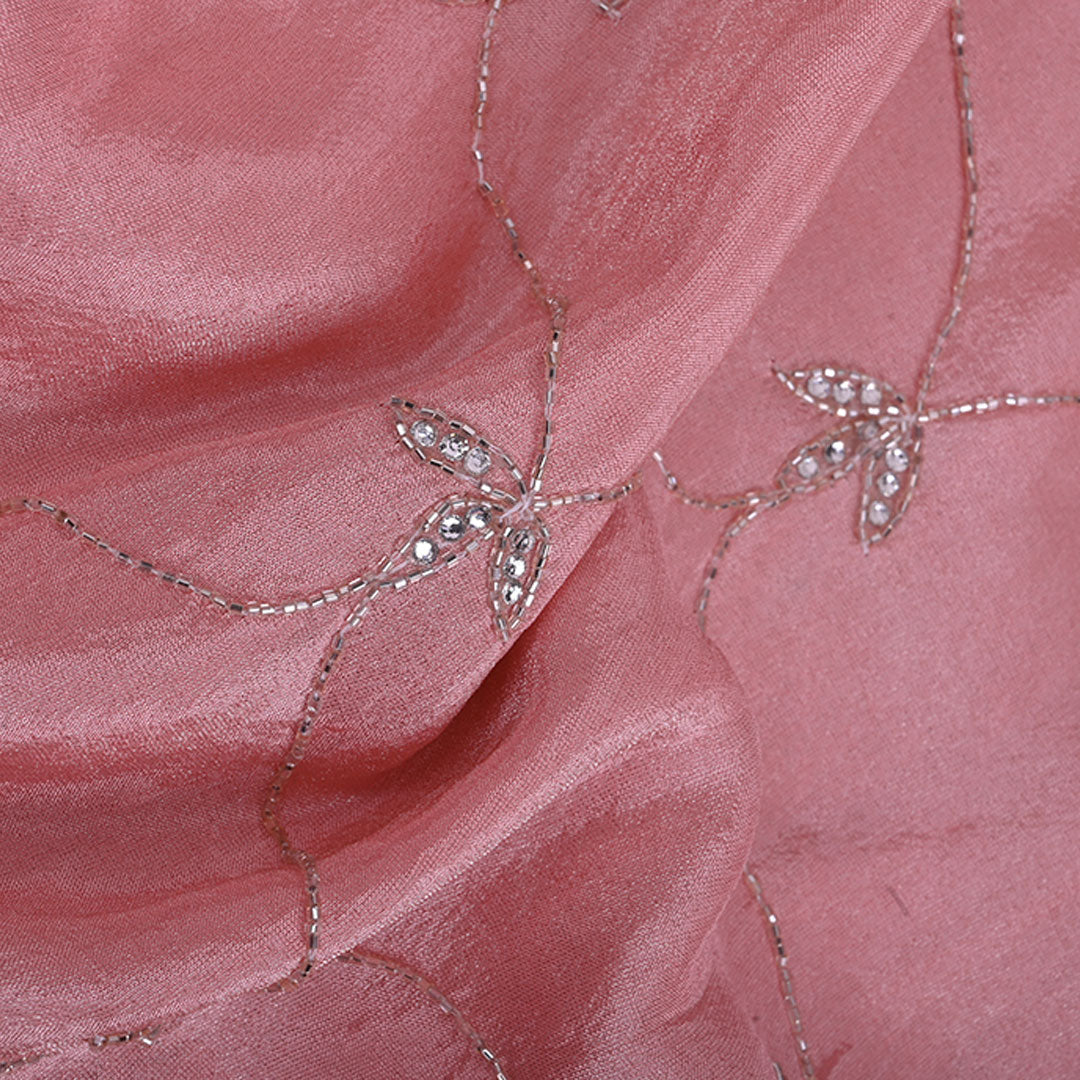 Mauvelous Pink Embroidery Tissue Silk Fabric