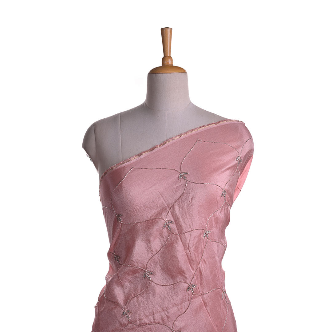 Mauvelous Pink Embroidery Tissue Silk Fabric