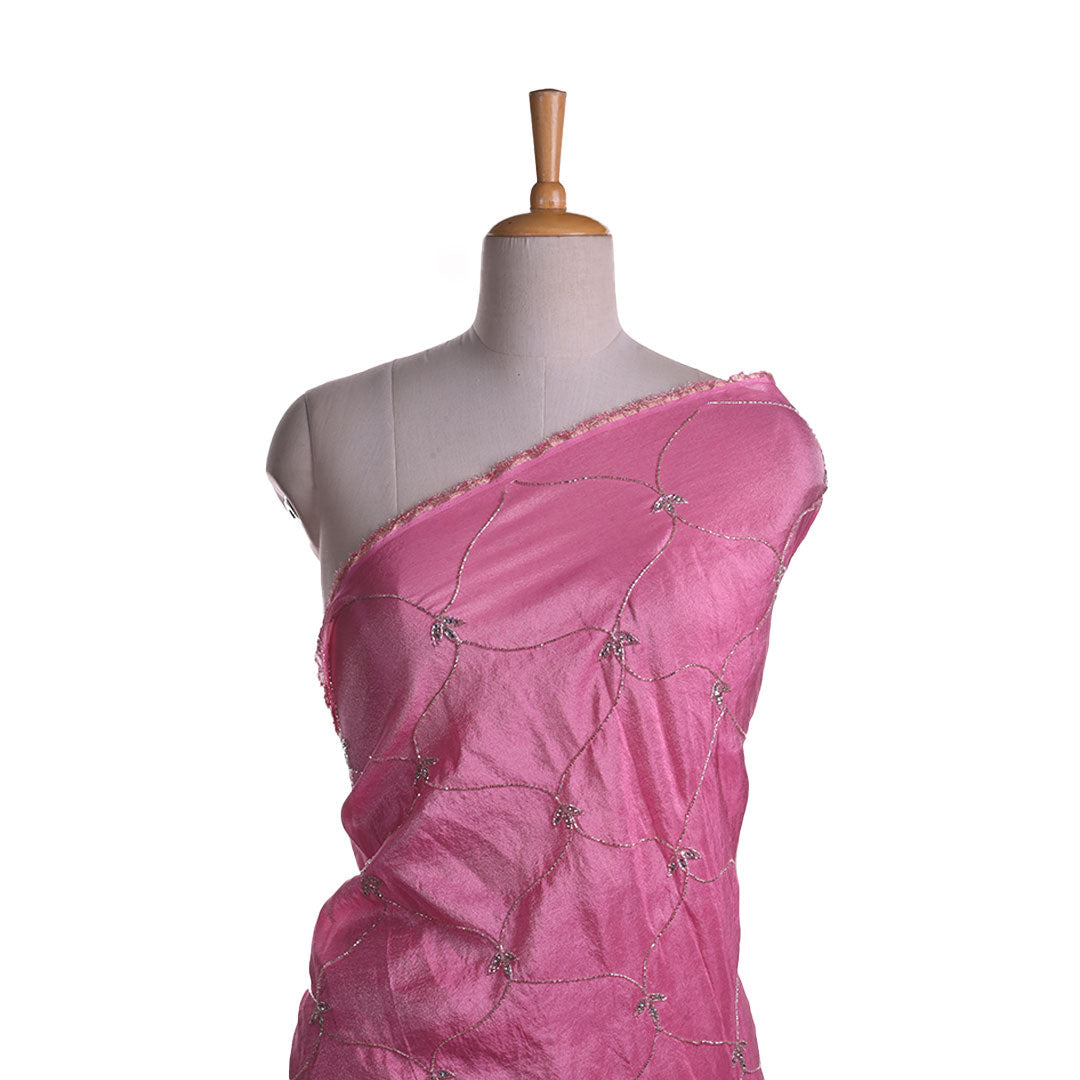 Mulberry Purple Embroidery Tissue Silk Fabric