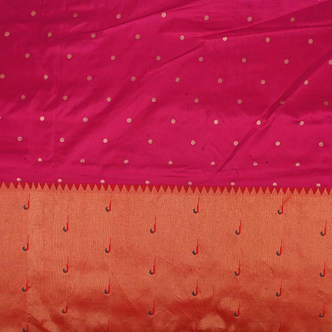 Magenta Pink Paithani Fabric With Muniya Border