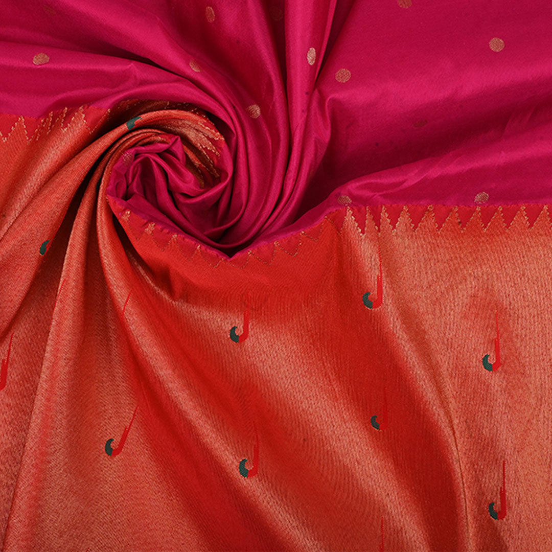 Magenta Pink Paithani Fabric With Muniya Border