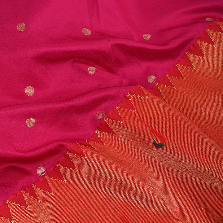 Magenta Pink Paithani Fabric With Muniya Border