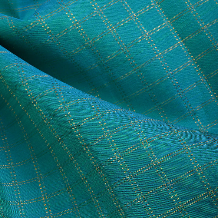 Bright Paris Green Kanjivaram Silk Handloom Fabric