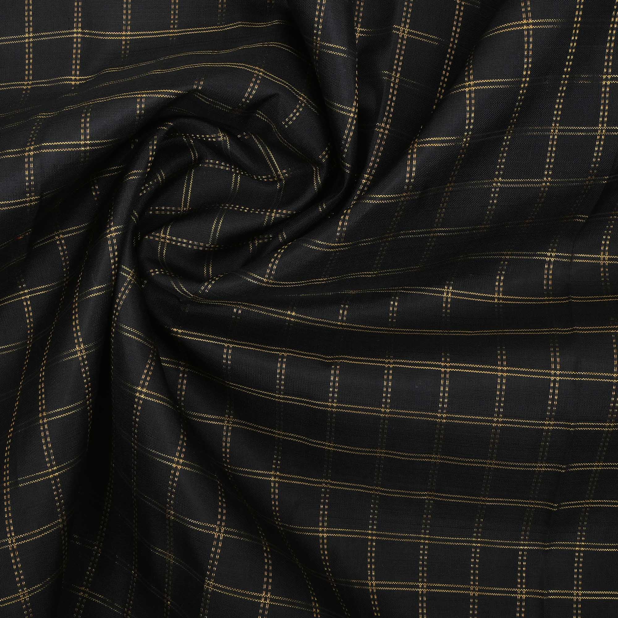 Kajal Black Checks Kanchi Fabric