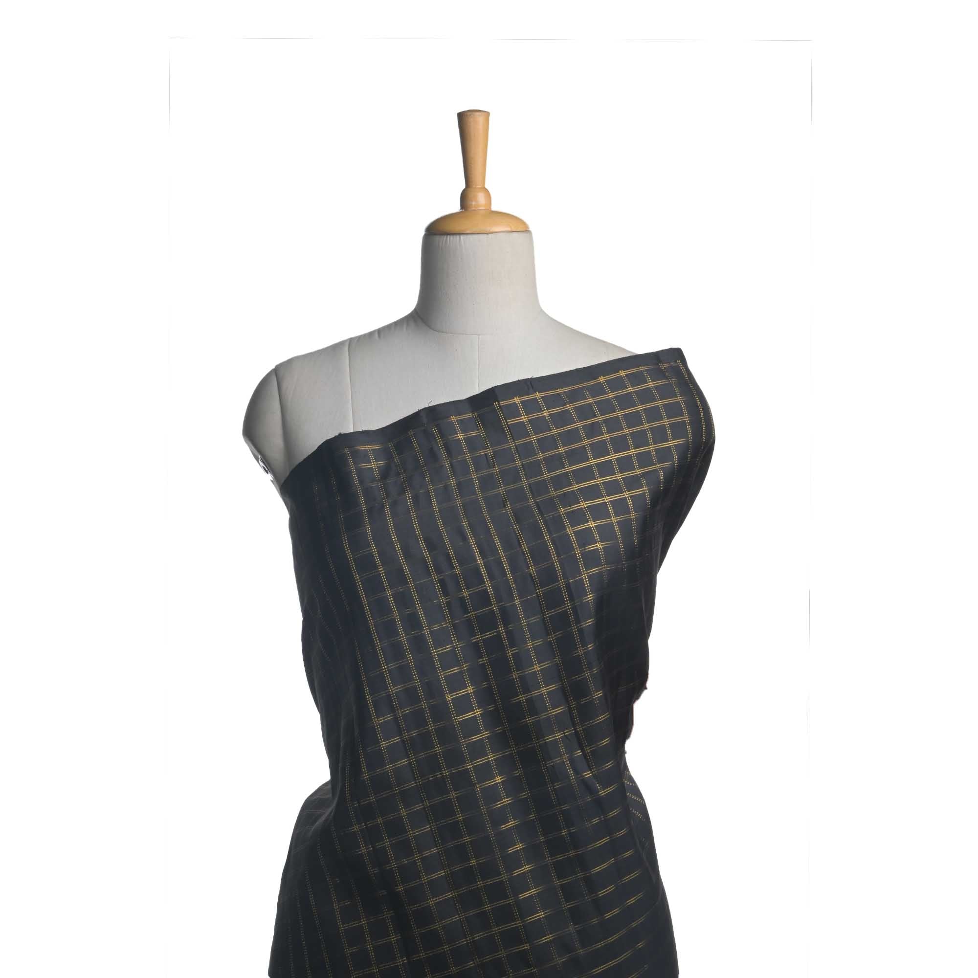 Kajal Black Checks Kanchi Fabric