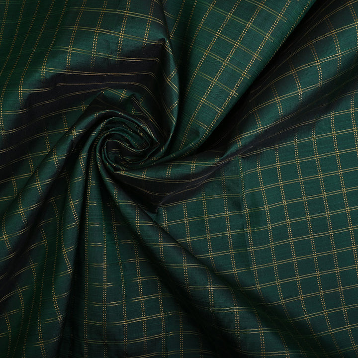 Bottel Green Kanjivaram Silk Handloom Fabric