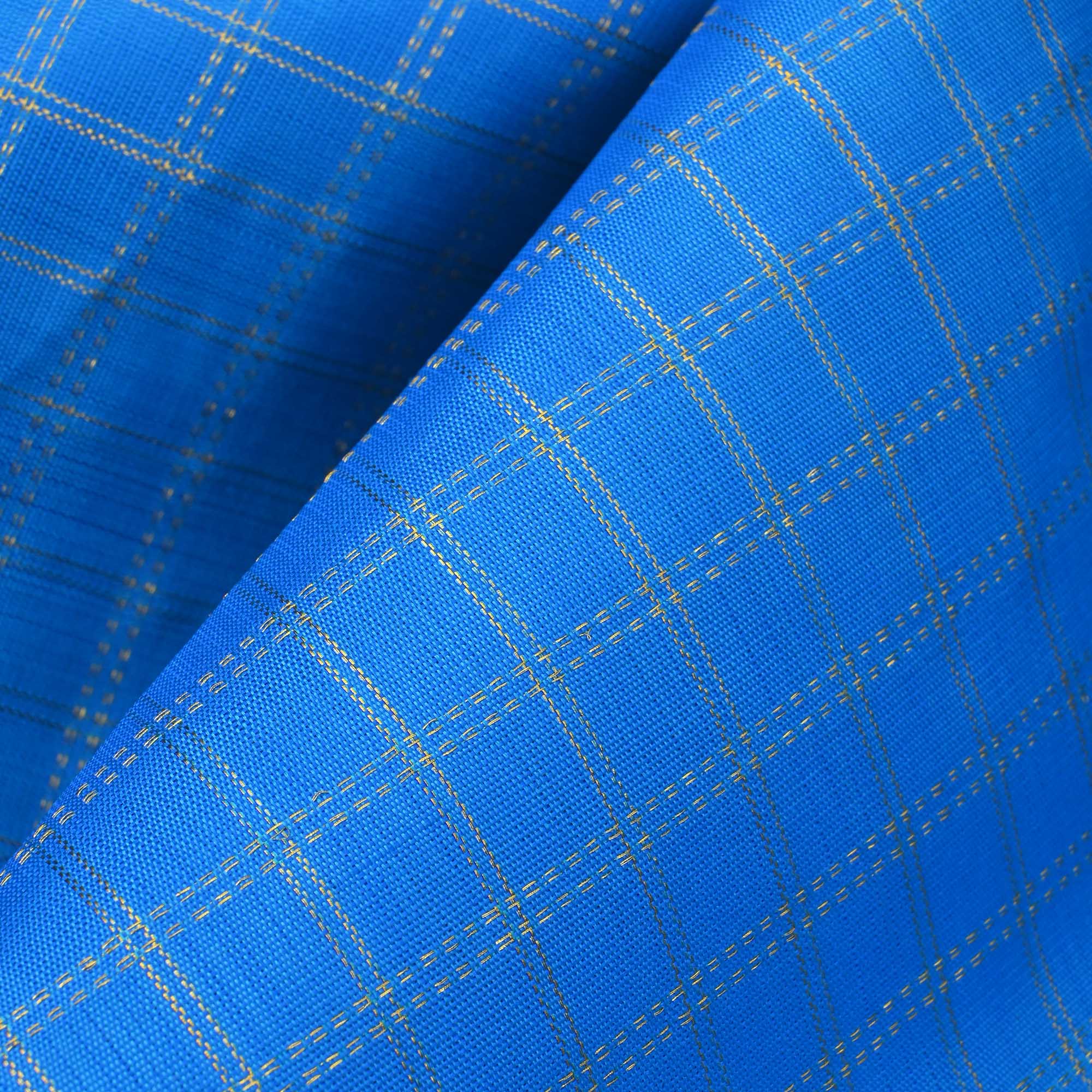 Azure Blue Checks Kanchi Fabric