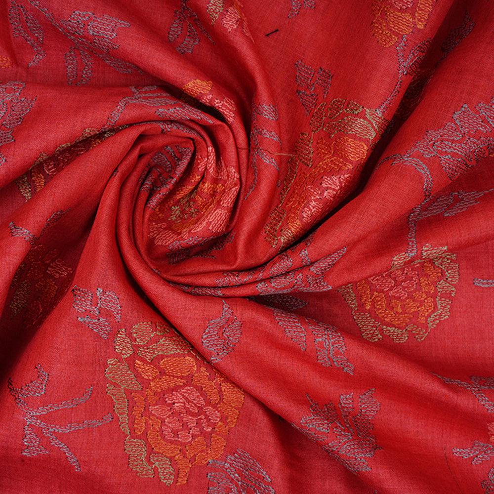 Ruby Red Moonga Embroidery Fabric