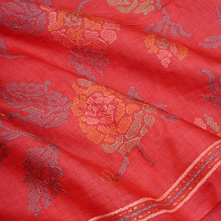 Ruby Red Moonga Embroidery Fabric