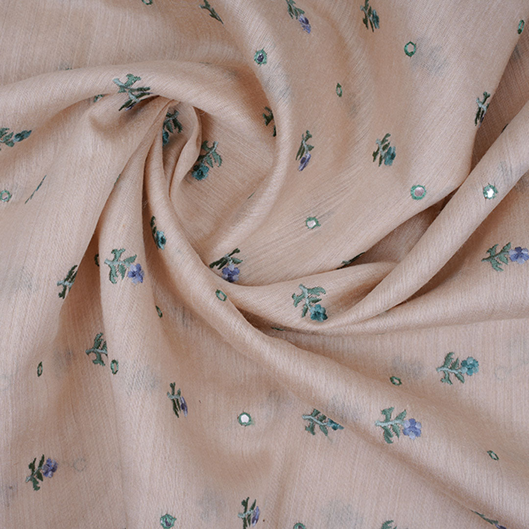 Half White Moonga Embroidery Fabric