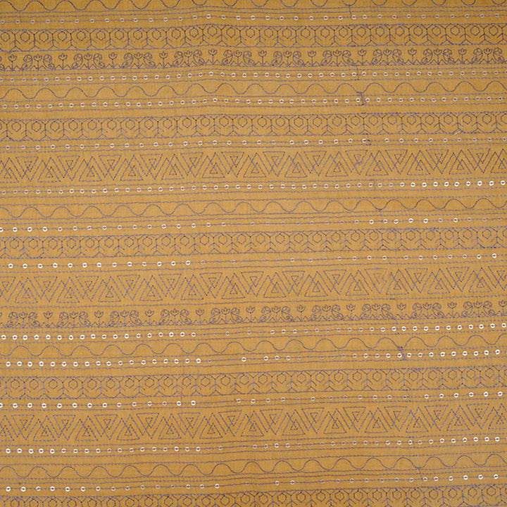 Light Saffron Yellow Moonga Embroidery Fabric