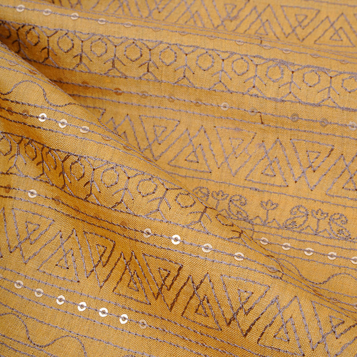 Light Saffron Yellow Moonga Embroidery Fabric