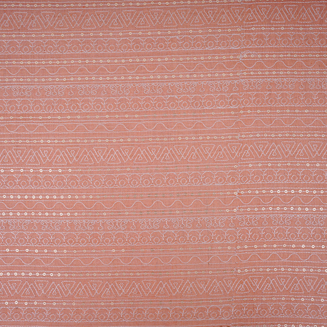 Pastel Peach Moonga Embroidery Fabric