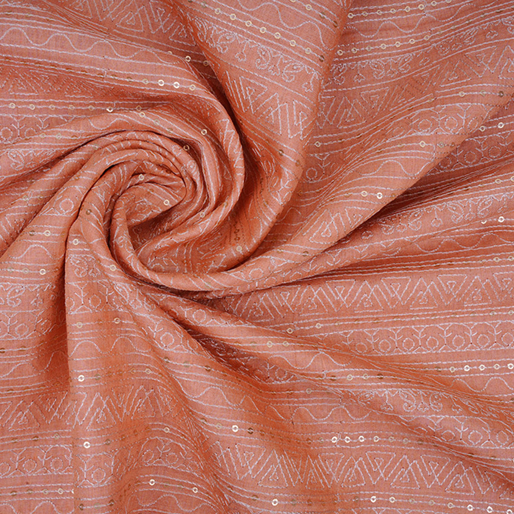 Pastel Peach Moonga Embroidery Fabric