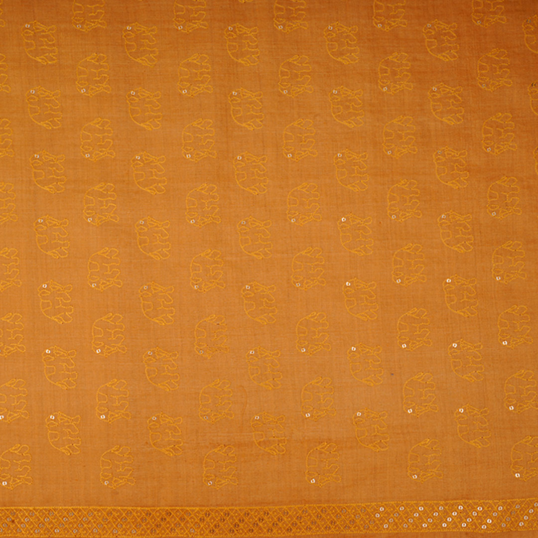 Bright Orange Moonga Embroidery Fabric