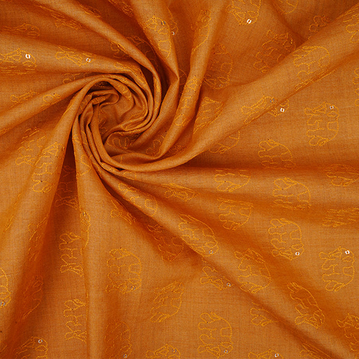 Bright Orange Moonga Embroidery Fabric