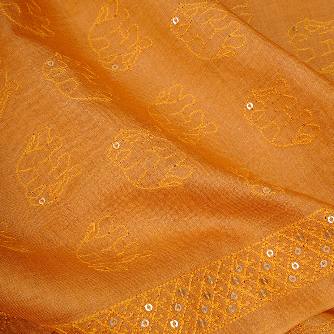 Bright Orange Moonga Embroidery Fabric