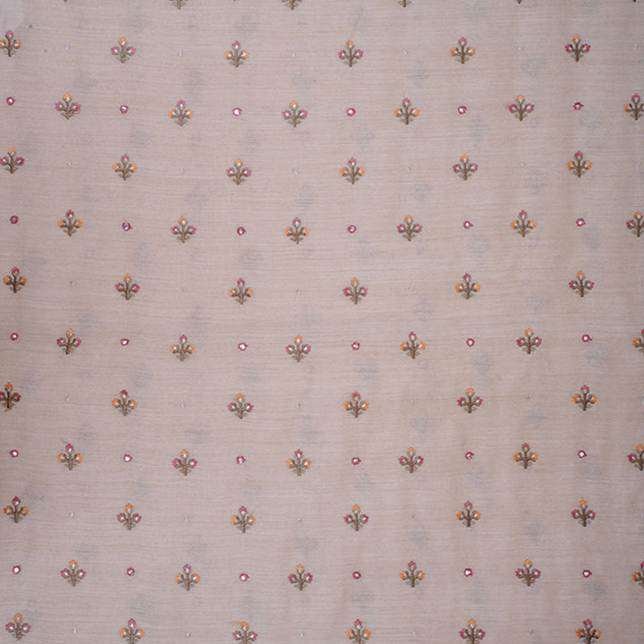 Cream Pink Moonga Embroidery Fabric