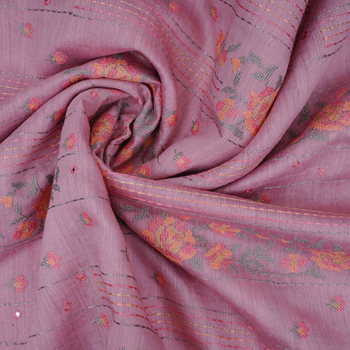 Valentine Pink Moonga Embroidery Fabric