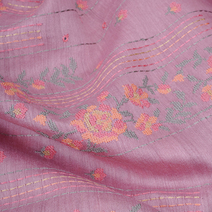 Valentine Pink Moonga Embroidery Fabric