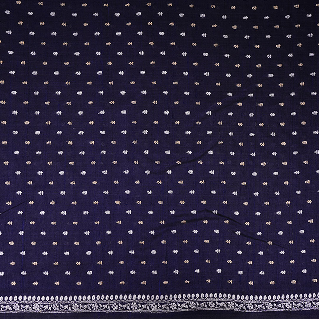 Dark Navy Blue Moonga Embroidery Fabric