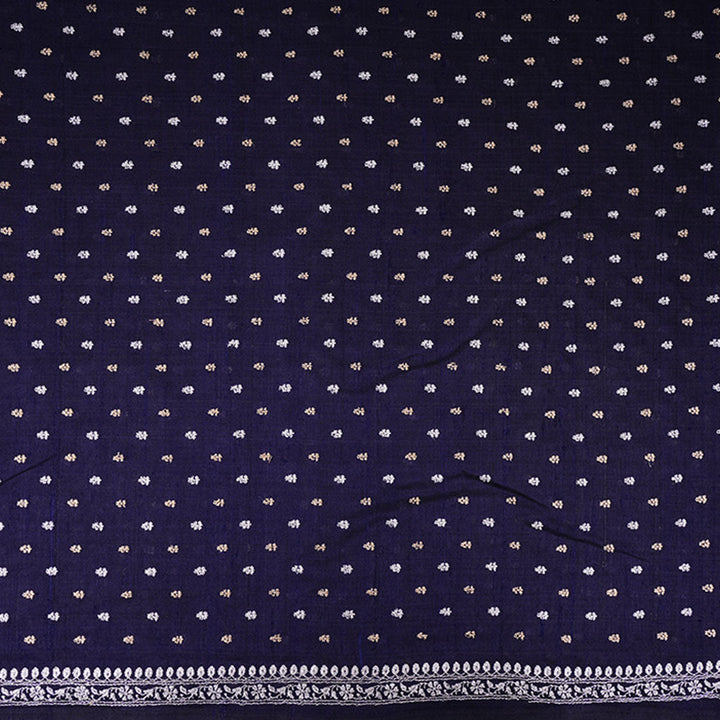 Dark Navy Blue Moonga Embroidery Fabric