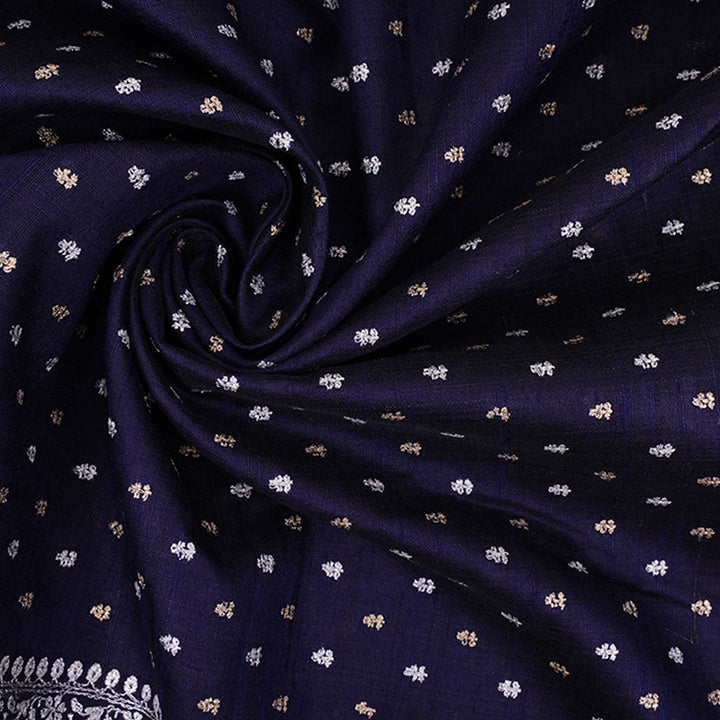 Dark Navy Blue Moonga Embroidery Fabric