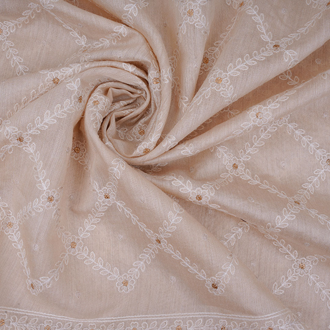 Soft Cream Moonga Embroidery Fabric