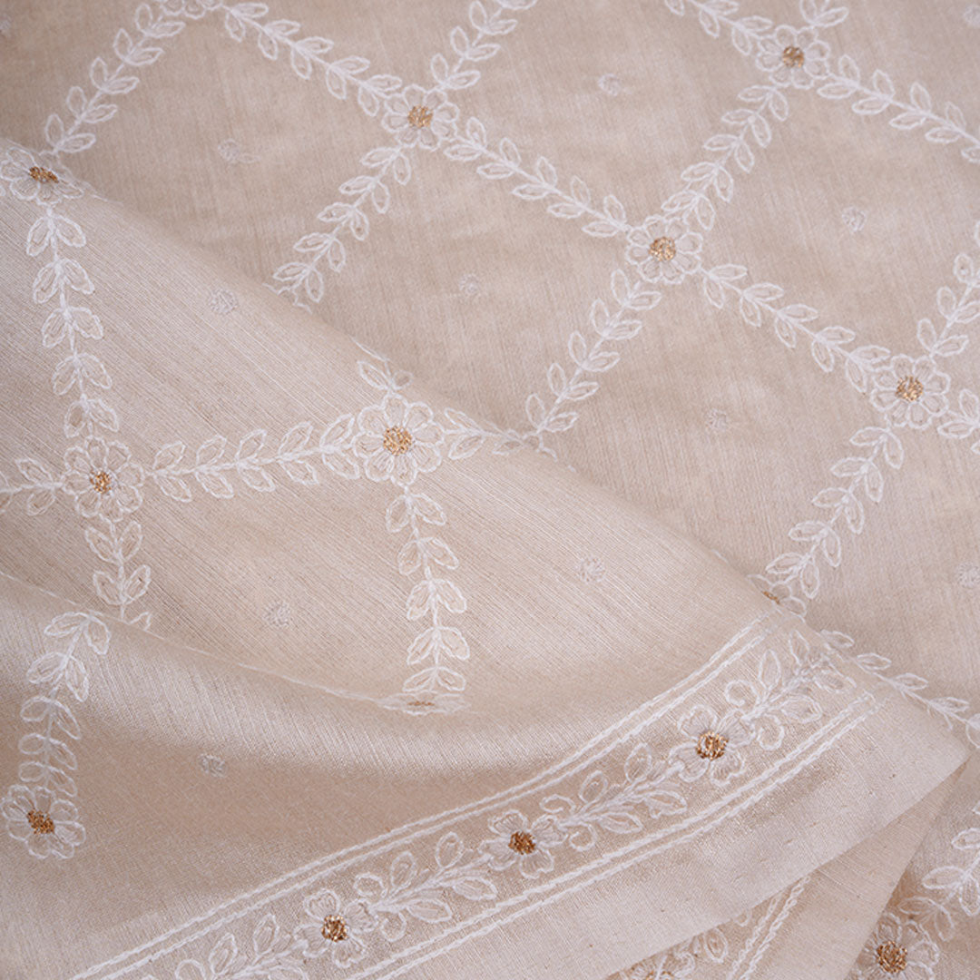 Soft Cream Moonga Embroidery Fabric